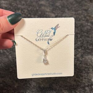 Silver Necklace with Teardrop Pendant